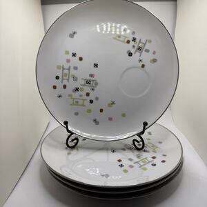 MCM Atomic Plates Laurel China Frolic Snack Plates Midcentury Set of 4